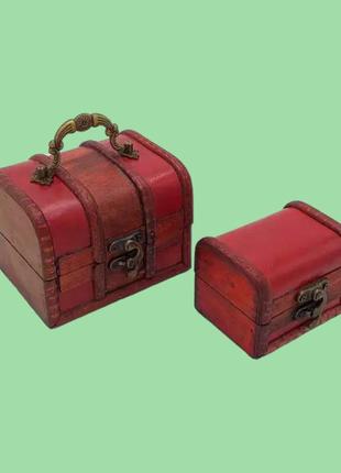 Шкатулка сундучок декоративный фанерный набор 2 штуки 8,5*6 cm h 6 cm/12*9,5 cm h 9 cm variomarket