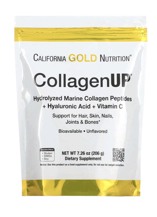 California gold nutrition collagenup, пептиди гідролізованого морського колагену з гіалуроновою кислотою та вітаміном c, без добавок, 206 г