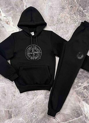 Трендовые костюмы stone island для мальчиков подростков детский теплый спортивный костюм стоун флис 8-14л