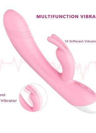 Крутой вибратор-кролик для женщин, мощный стимулятор точки g и женского клитора. розовый