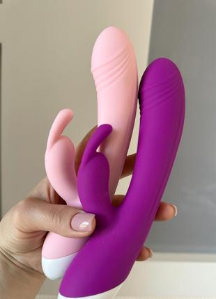 Крутой вибратор-кролик для женщин, мощный стимулятор точки g и женского клитора. розовый