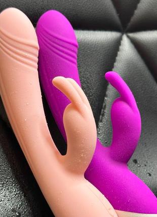 Крутой вибратор-кролик для женщин, мощный стимулятор точки g и женского клитора. розовый