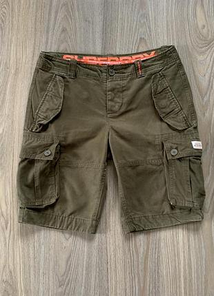 Мужские хаки хлопковые карго шорты с карманами superdry
