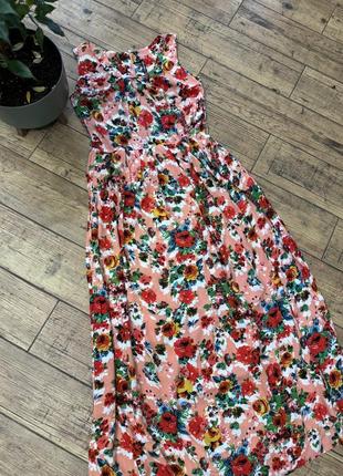 Длинное платье в пол макси в цветочный принт7 фото