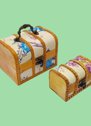 Шкатулка сундучок декоративный фанерный набор 2 штуки 11*6,5 cm h 7 cm/15*10,5 cm h 11 cm variomarket