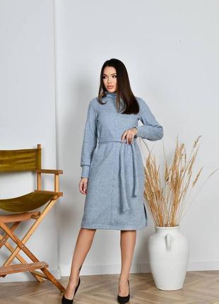 Тепла сукня з бічним розрізом, сіра