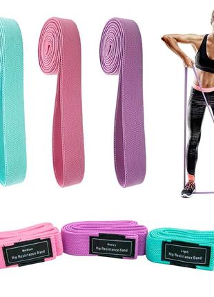 Тканевые резинки для фитнеса набор 3 шт. "hip resistance band", фитнес резинка для ног для тренировок (st)1 фото