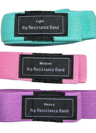 Тканевые резинки для фитнеса набор 3 шт. "hip resistance band", фитнес резинка для ног для тренировок (st)8 фото