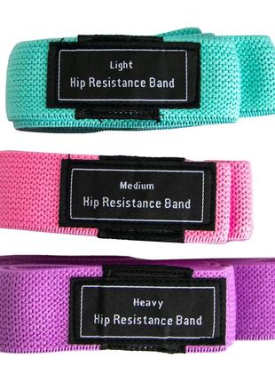 Резинка для фітнесу - набір 3 шт. "hip resistance band", тканинні фітнес резинки для тренувань для ніг6 фото