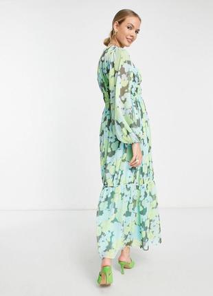 Платье макси с размытым цветочным принтом asos design2 фото