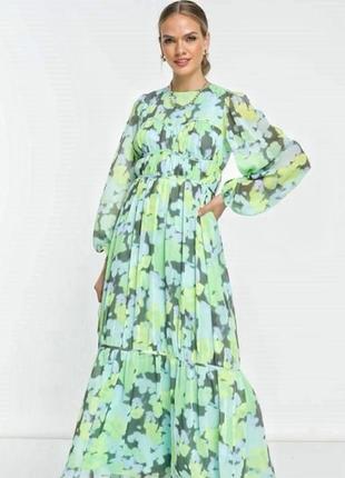 Платье макси с размытым цветочным принтом asos design6 фото