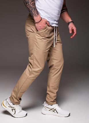 Мужские летние брюки бежевые4 фото