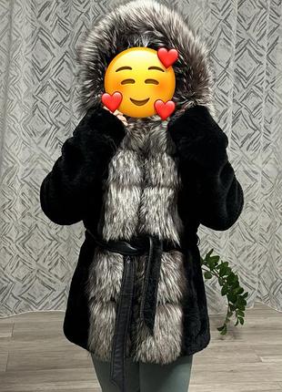 Шуба из мутона и чернобурки