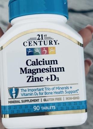 Кальцій магній цинк і вітамін d3 (calcium magnesium zinc + d3) 21st century 90 таблеток