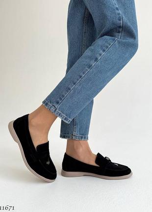 Premium! женские замшевые черные лоферы весенние туфли натуральная замша весна осень2 фото