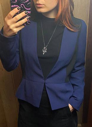 💙🖤стильный пиджак от h&m в сине-чёрных тонах, деловой стиль на работу, учёбу