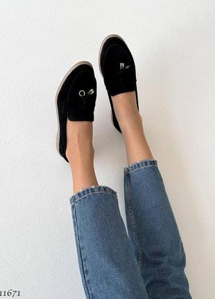 Premium! женские замшевые черные лоферы весенние туфли натуральная замша весна осень5 фото