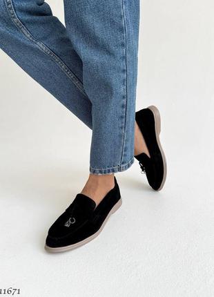 Premium! женские замшевые черные лоферы весенние туфли натуральная замша весна осень6 фото