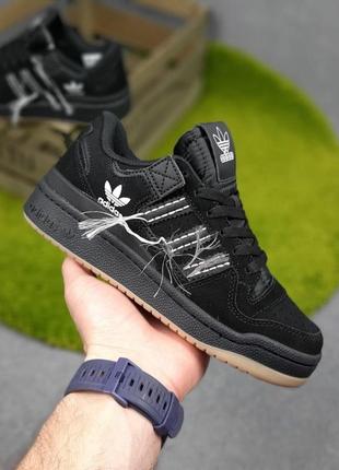 Жіночі літні замшеві кросівки adidas forum чорні літні кросівки адідас форум для дівчат