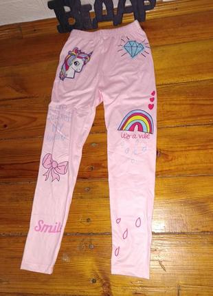 Детские леггинсы брюки на девочку с единорогом