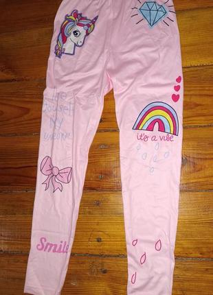 Детские леггинсы брюки на девочку с единорогом