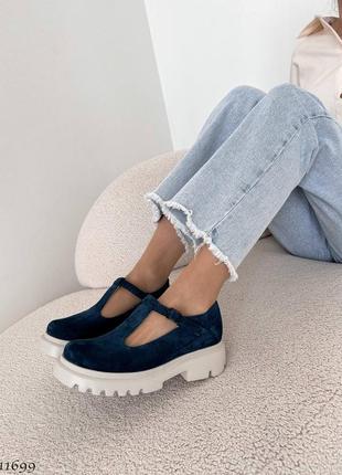Sale! premium! жіночі синій лофери на підборах весняні туфлі весна осінь3 фото