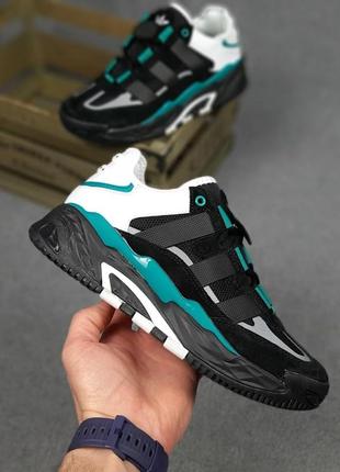 Жіночі літні замшеві кросівки adidas niteball іі чорні з зеленим модні літні кросівки адідас нітбол 2