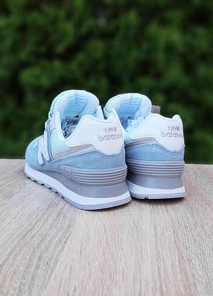 Жіночі літні замшеві кросівки new balance 574 блакитні з бірюзой кросівки нюбеланс 574