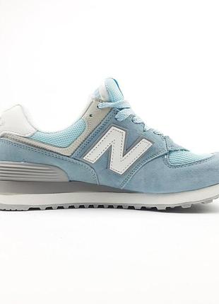 Жіночі літні замшеві кросівки new balance 574 блакитні з бірюзой кросівки нюбеланс 574