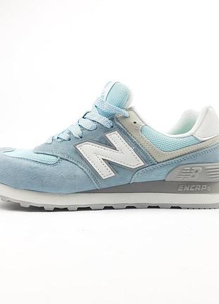 Жіночі літні замшеві кросівки new balance 574 блакитні з бірюзой кросівки нюбеланс 574