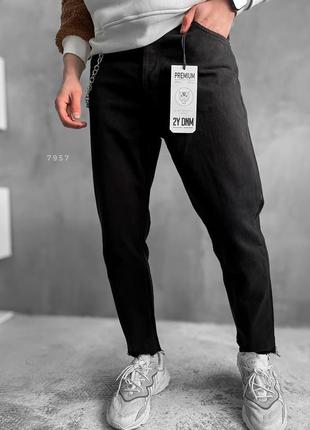 Чоловічі чорні класичні прямі джинси