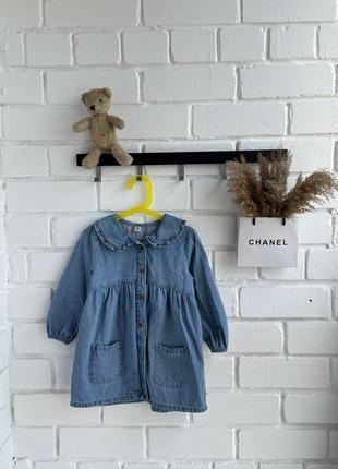 Гарна джинсова сукня з комірцем