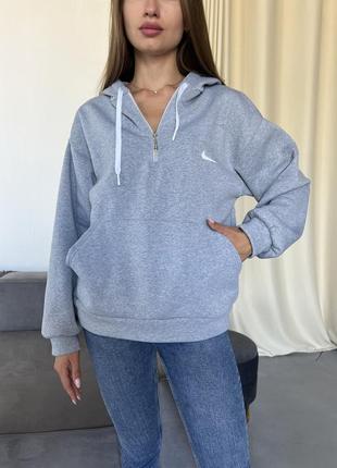 Худи женский на флисе с молнией и капюшоном 8832