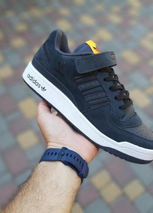 Чоловічі замшеві кросівки original adidas forum темно сірі  модні кросівки адідас форум чудової якості