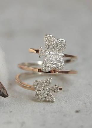 Серебряная кольца 925 пробы с вставками золотая
