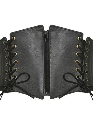 Чорний жіночий широкий масивний ремінь-корсет