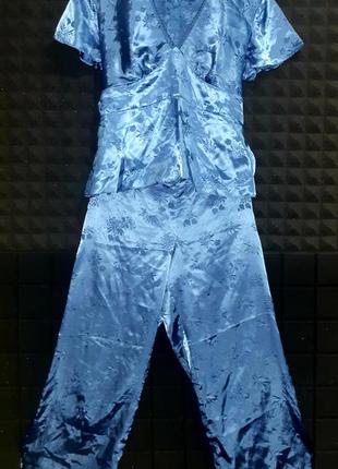 Розкішна атласна жіноча піжама із штучного шовку великого розміру