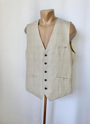 House of cavani бежева жилетка жилет під костюм класичний ошатний світлий цікава підкладка