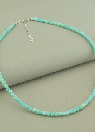 Подвеска  амазонит серебро(925) 43 см.