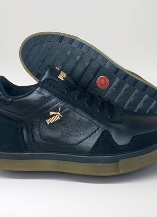 Зимние кожаные кроссовки puma черные