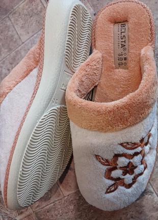 Тапочки женские комнатные махровые  белста, бежевые, размеры 37- 40.