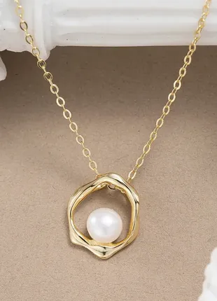 Серебряное колье с натуральным жемчугом