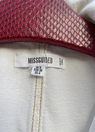 Джинсовое белое платье-рубашка с поясом, мини missguided 8