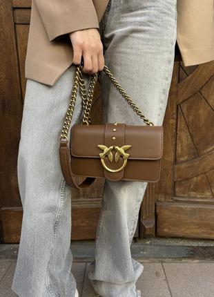 Сумка pinko brown/gold з гладкої шкіри.