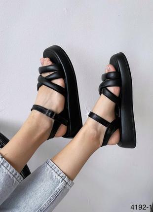 Босоножки женские кожаные черные сандалии10 фото