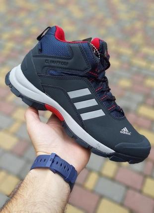 Теплі зимові кросівки adidas terrex climaproof сині з червоним чоловічі зимові термо кросівки адідас