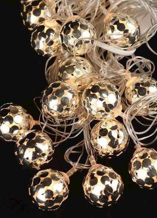 Гірлянда мячик срібло 20led теплий білий 5мперехідник 1661-07 тм китай