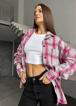 Теплая рубашка в клетку женская кашемир