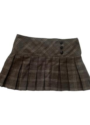 Brown mini skirt коричневая мини юбка в клетку2 фото