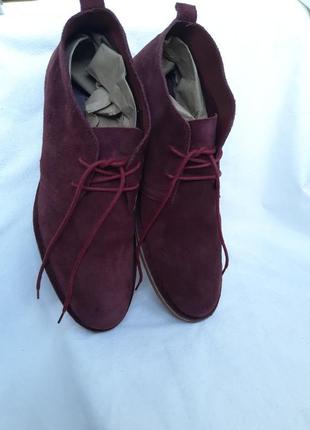 Натуральні дезерти 100% верх замша, зсередини шкіра, бордові замшеві шкіряні черевики noop, унісекс